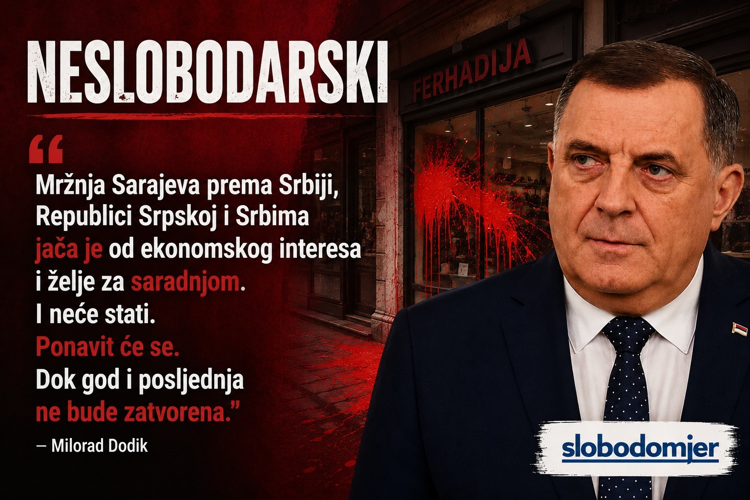 Dodik bez dokaza incident u Sarajevu predstavio kao “mržnju prema Srbima”